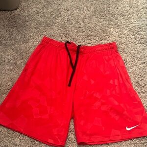 Nike Men’s Red Athletic Shorts with Black Drawcord